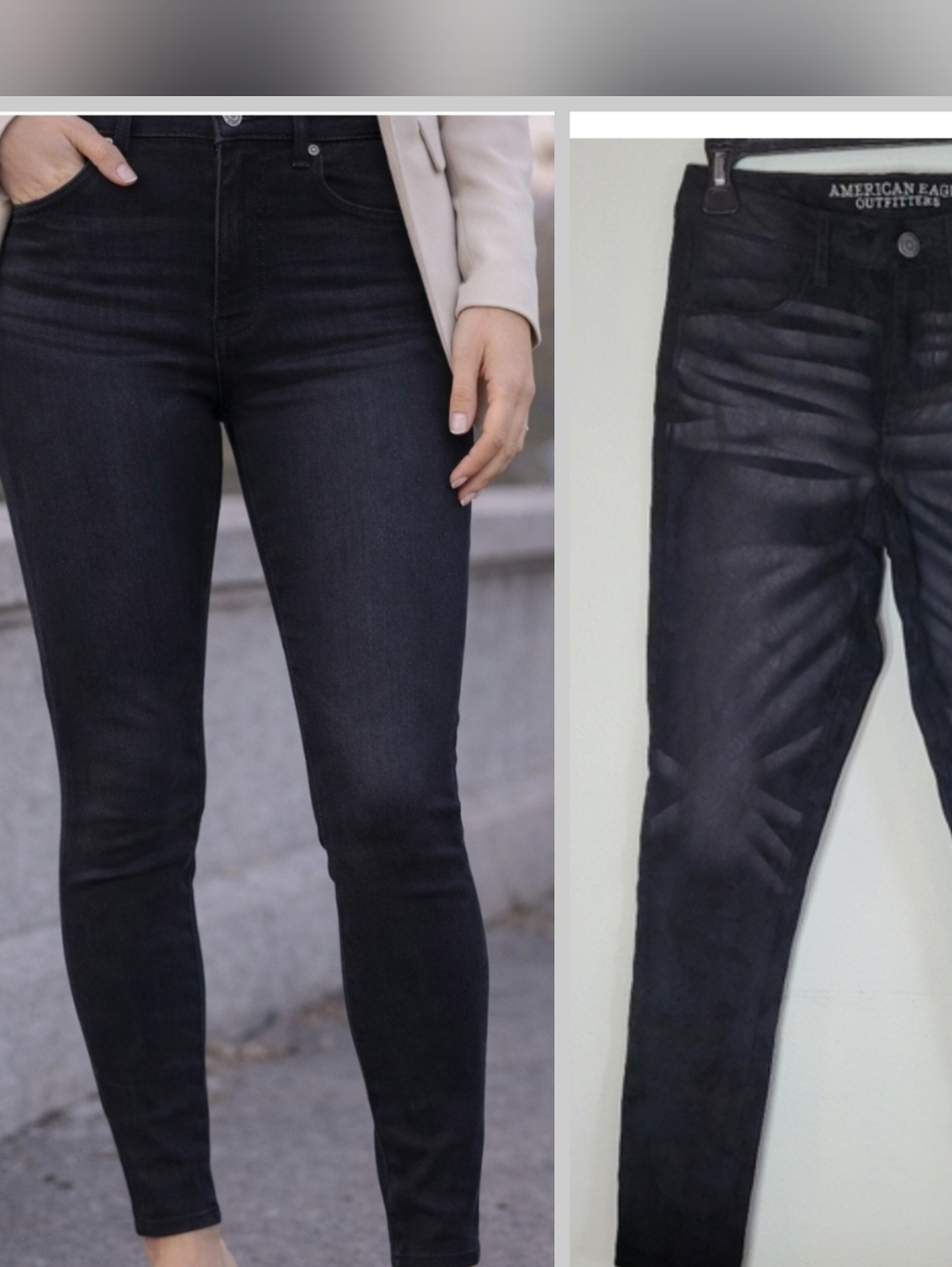 NWOT American Eagle Hi High Rise Jegging Black Skinny Stretch Jeans Pants 4